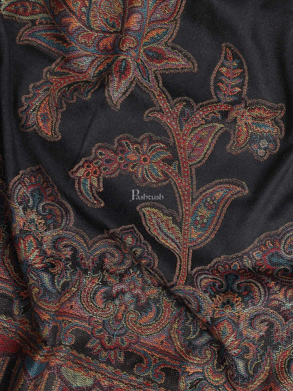 Pashtush India 100x200 Pashtush Mens Jacquard Ambi Stole, Warm and soft, Faux Pashmina - Black