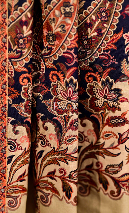 Pashtush India 100x200 Pashtush Mens Jamawar Floral Jacquard Shawl, Faux Pashmina, black