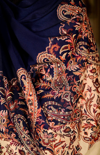 Pashtush India 100x200 Pashtush Mens Jamawar Floral Jacquard Shawl, Faux Pashmina, black