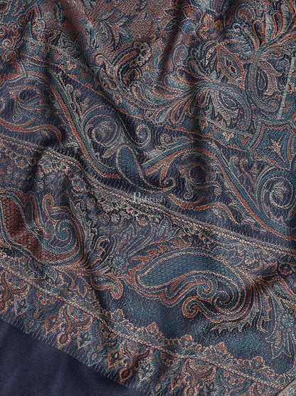 Pashtush India 100x200 Pashtush Mens Jamawar Shawl, Navy blue