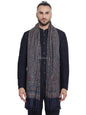 Pashtush India 100x200 Pashtush Mens Jamawar Shawl, Navy blue