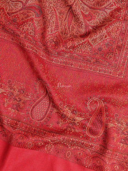 Pashtush India 100x200 Pashtush Mens Jamawar Stole, Faux Pashmina, Red
