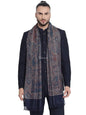 Pashtush India 100x200 Pashtush Mens Jamawar Stole, Navy blue
