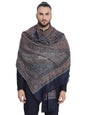 Pashtush India 100x200 Pashtush Mens Jamawar Stole, Navy blue