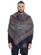 Pashtush India 100x200 Pashtush Mens Jamawar Stole, Navy blue