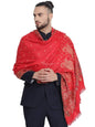 Pashtush India 100x200 Pashtush Mens Jamawar Stole, Soft Faux Pashmina Red