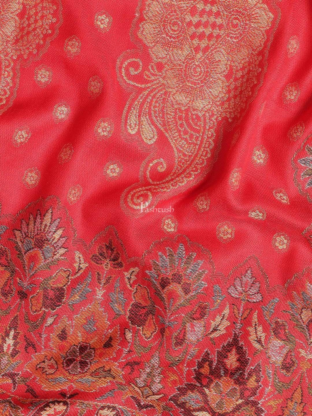 Pashtush India 100x200 Pashtush Mens Jamawar Stole, Soft Faux Pashmina Red