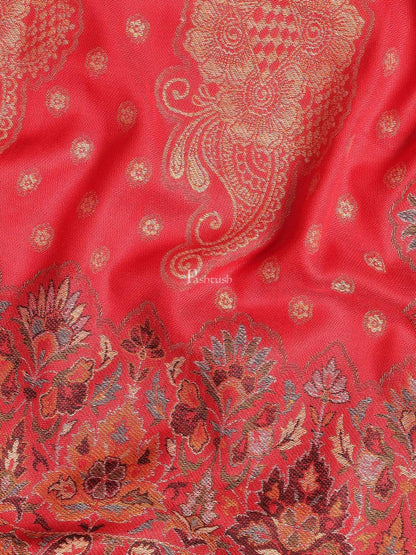 Pashtush India 100x200 Pashtush Mens Jamawar Stole, Soft Faux Pashmina Red