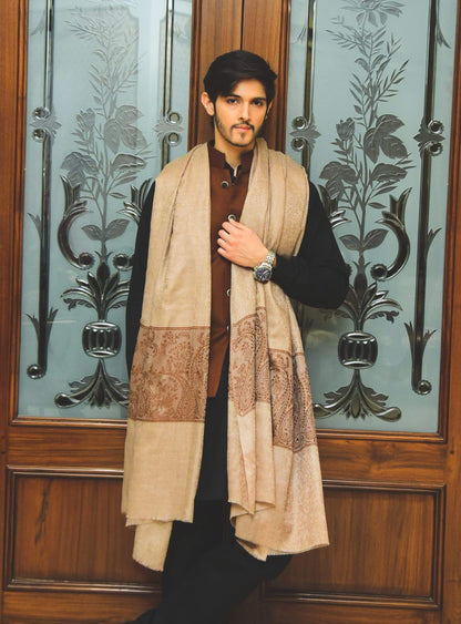 Pashtush India 114x228 Pashtush Mens Kaani Palla design with Pashmina handfeel in rich royal Self Paisleys