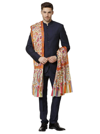 Pashtush India 127x254 Pashtush Mens Kaani Printed Shawl, 100% Pure, Woolmark Certified, Full Size