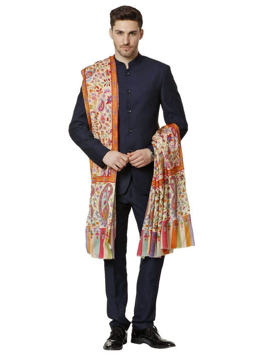 Pashtush India 127x254 Pashtush Mens Kaani Printed Shawl, 100% Pure, Woolmark Certified, Full Size