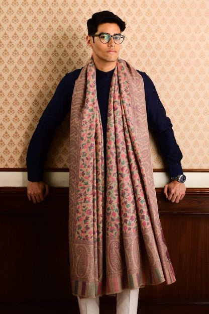 Pashtush India 127x254 Pashtush Mens Kaani Shawl, Mens Lohi, Full Size, Fine Wool,  Beige