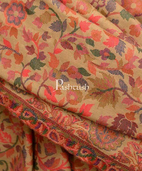 Pashtush Store Shawl Pashtush Mens Kaani Shawl, Mens Lohi, Fine Wool, Full Size - Beige