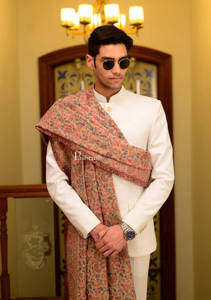 Pashtush Store Shawl Pashtush Mens Kaani Shawl, Mens Lohi, Fine Wool, Full Size - Beige