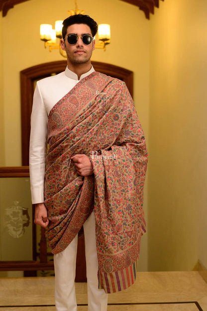Pashtush Store Shawl Pashtush Mens Kaani Shawl, Mens Lohi, Fine Wool, Full Size - Beige