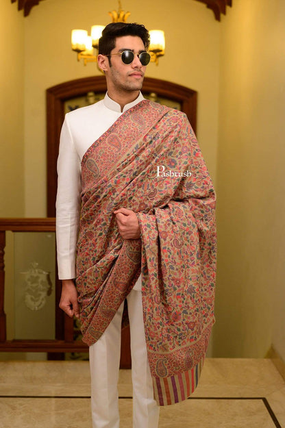 Pashtush Store Shawl Pashtush Mens Kaani Shawl, Mens Lohi, Fine Wool, Full Size - Beige