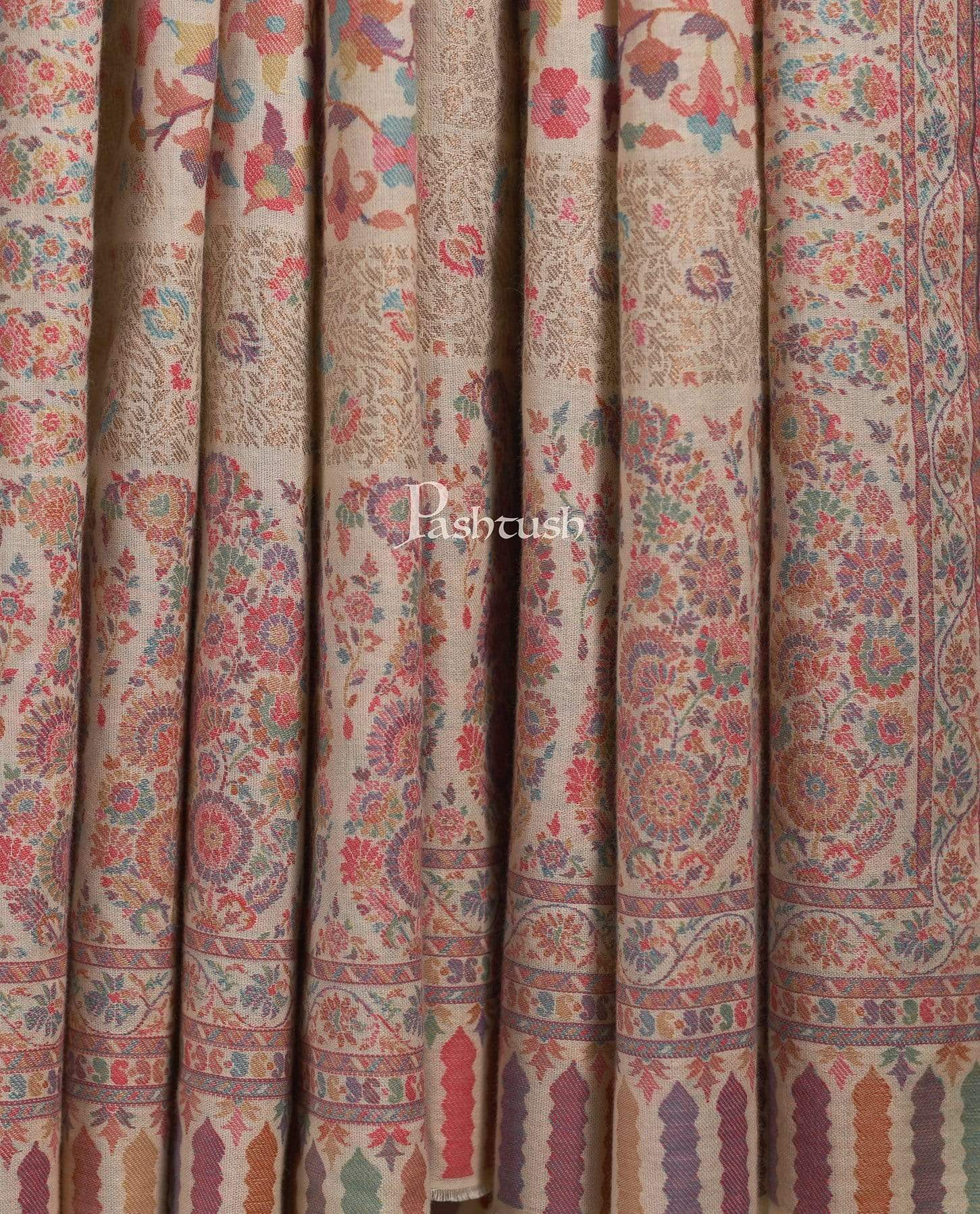 Pashtush India 127x254 Pashtush Mens Kaani Shawl, Mens Lohi , Full Size, Fine Wool, With Metallic Weave Border