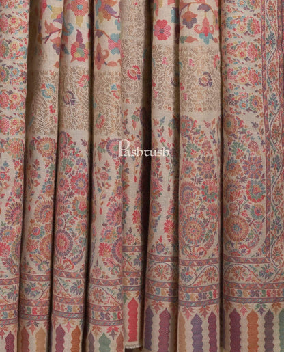 Pashtush India 127x254 Pashtush Mens Kaani Shawl, Mens Lohi , Full Size, Fine Wool, With Metallic Weave Border