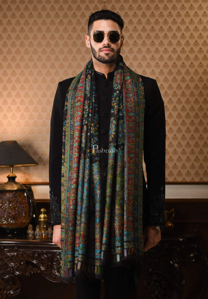 Pashtush India 100x200 Pashtush Mens Kaani Shawl, Multi-Colored Weave, Pure Wool, Woolmark Certificate
