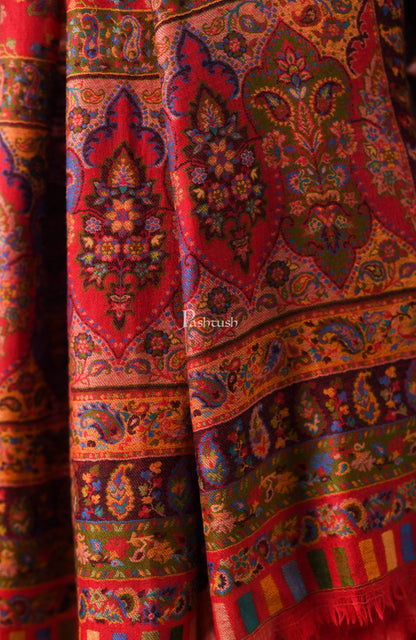 Pashtush India 100x200 Pashtush Mens Kaani Shawl, Pure Wool, Woolmark Certificate, Scarlet Red