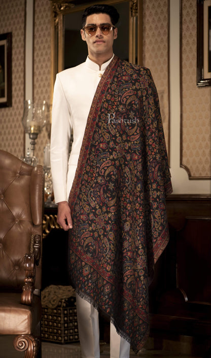 Pashtush India 70x200 Pashtush Mens Kaani Stole, Faux Pashmina, Navy Blue