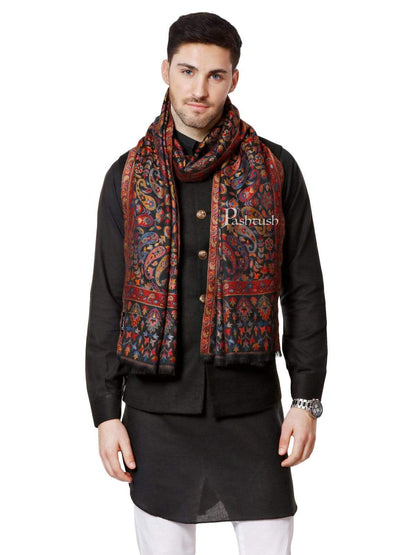 Pashtush India 70x200 Pashtush Mens Kaani Stole, Faux Pashmina, Navy Blue