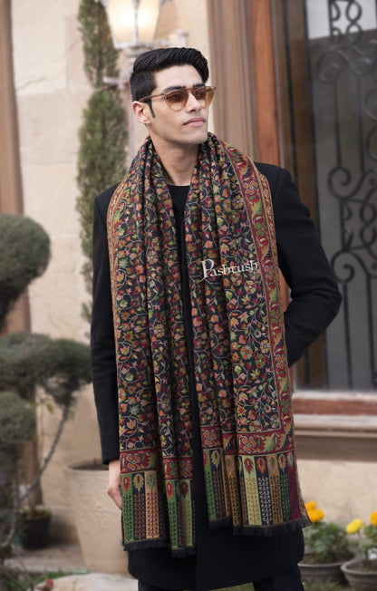 Pashtush India 100x200 Pashtush Mens Kaani Stole, Faux Pashmina, Soft and Warm, Black