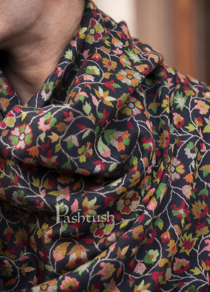 Pashtush India 100x200 Pashtush Mens Kaani Stole, Faux Pashmina, Soft and Warm, Black