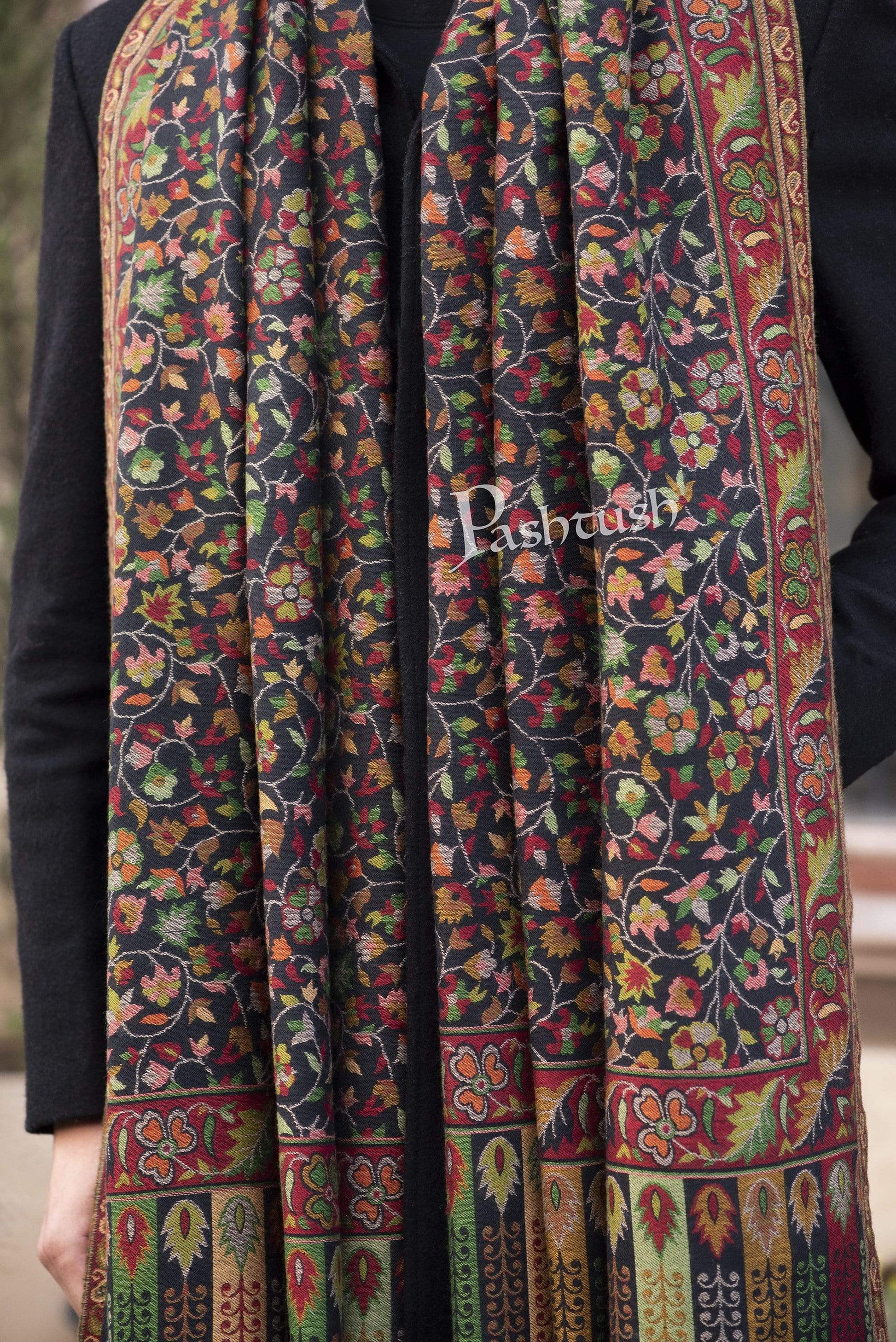 Pashtush India 100x200 Pashtush Mens Kaani Stole, Faux Pashmina, Soft and Warm, Black