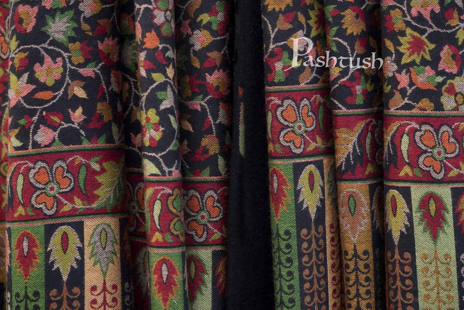 Pashtush India 100x200 Pashtush Mens Kaani Stole, Faux Pashmina, Soft and Warm, Black