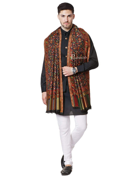 Pashtush India 100x200 Pashtush Mens Kaani Stole, Faux Pashmina, Soft and Warm, Black