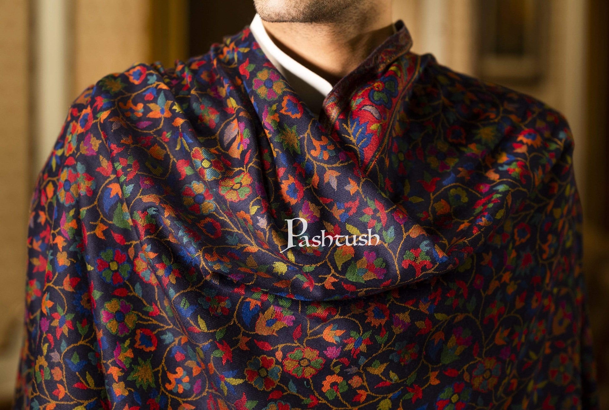 Pashtush India 100x200 Pashtush Mens Kaani Stole, Faux Pashmina, Soft and Warm, Multi coloured