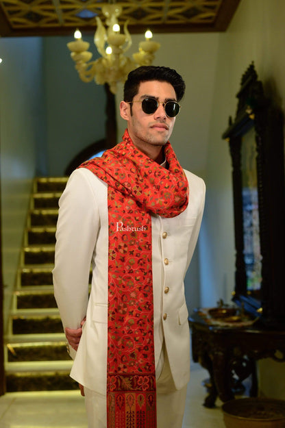 Pashtush India 100x200 Pashtush Mens Kaani Stole, Faux Pashmina Stole, Soft and Warm (Red)