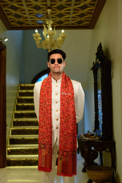 Pashtush India 100x200 Pashtush Mens Kaani Stole, Faux Pashmina Stole, Soft and Warm (Red)