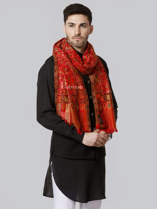 Pashtush India 100x200 Pashtush Mens Kaani Stole, Faux Pashmina Stole, Soft and Warm (Red)