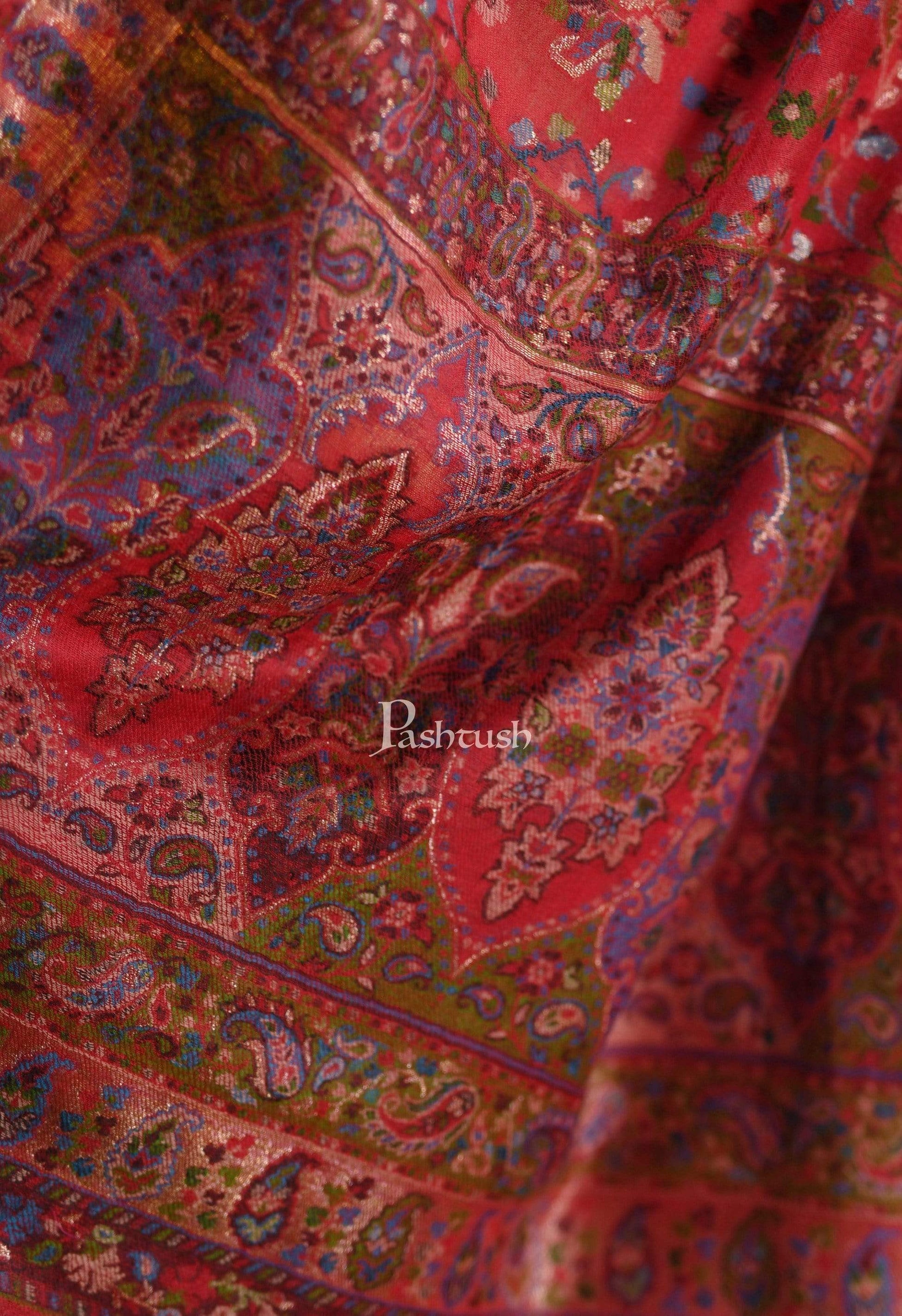 Pashtush India 100x200 Pashtush Mens Kaani Stole, Pure Wool, with Metallic Zari Weave