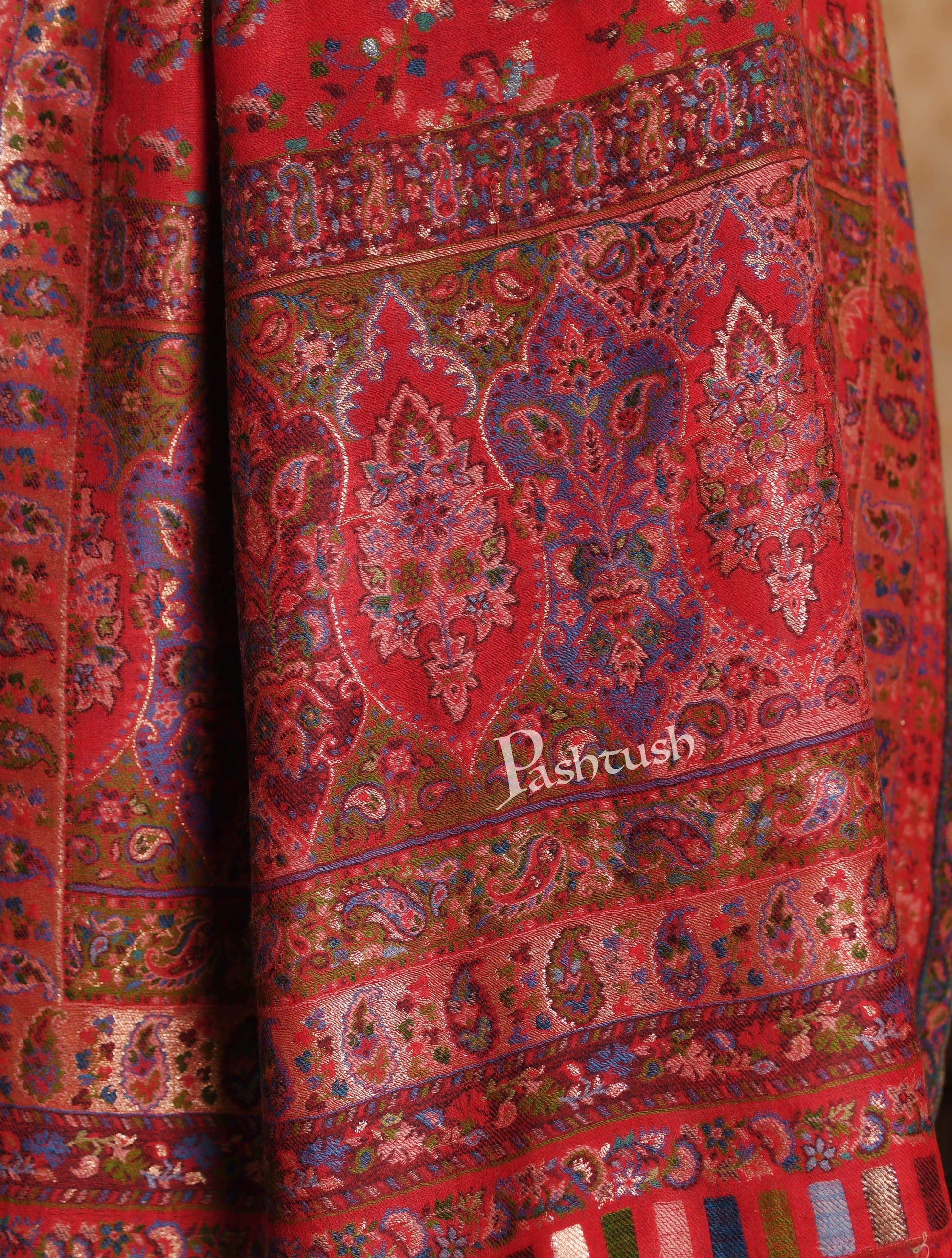 Pashtush India 100x200 Pashtush Mens Kaani Stole, Pure Wool, with Metallic Zari Weave