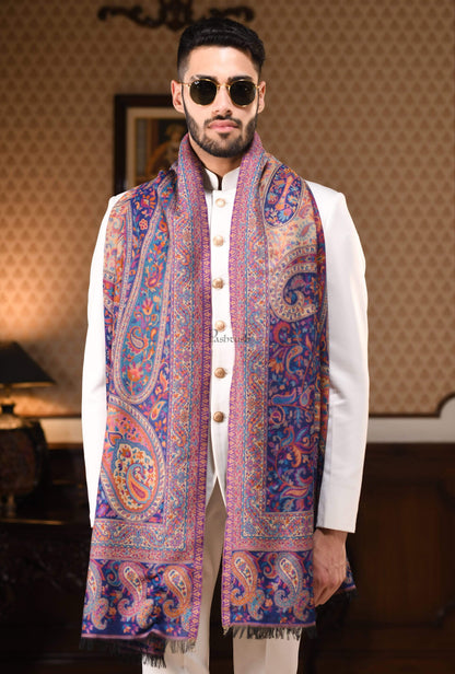 Pashtush India 100x200 Pashtush Mens Kaani Weave Shawl, Rich Garden