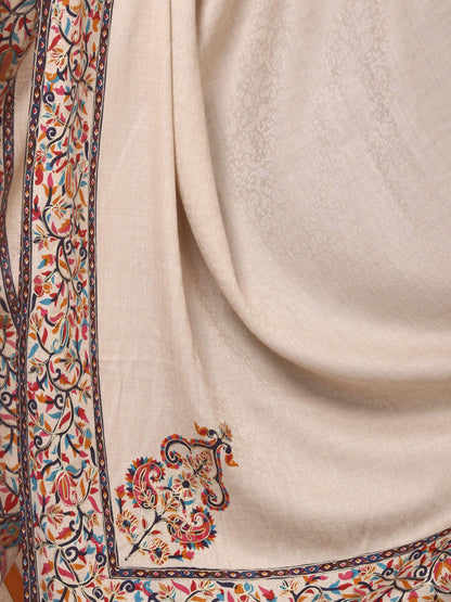 Pashtush India 114x228 Pashtush Mens Kalamkari Embroidery Shawl, Gents Fine Wool Shawls, Medium