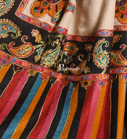 Pashtush India 114x228 Pashtush Mens Kalamkari Embroidery Shawl, Gents Fine Wool Shawls, Medium