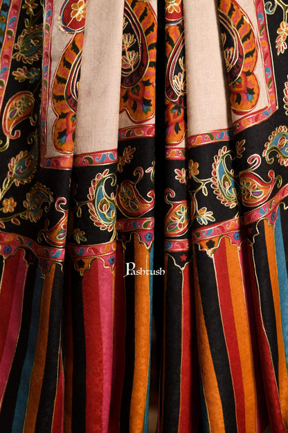 Pashtush India 114x228 Pashtush Mens Kalamkari Embroidery Shawl, Gents Fine Wool Shawls, Medium