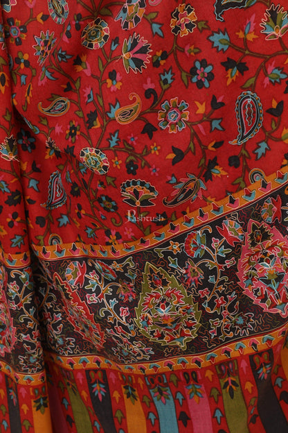 Pashtush India 114x228 Pashtush Mens Kalamkari Embroidery Shawl, Gents Fine Wool Shawls, Medium