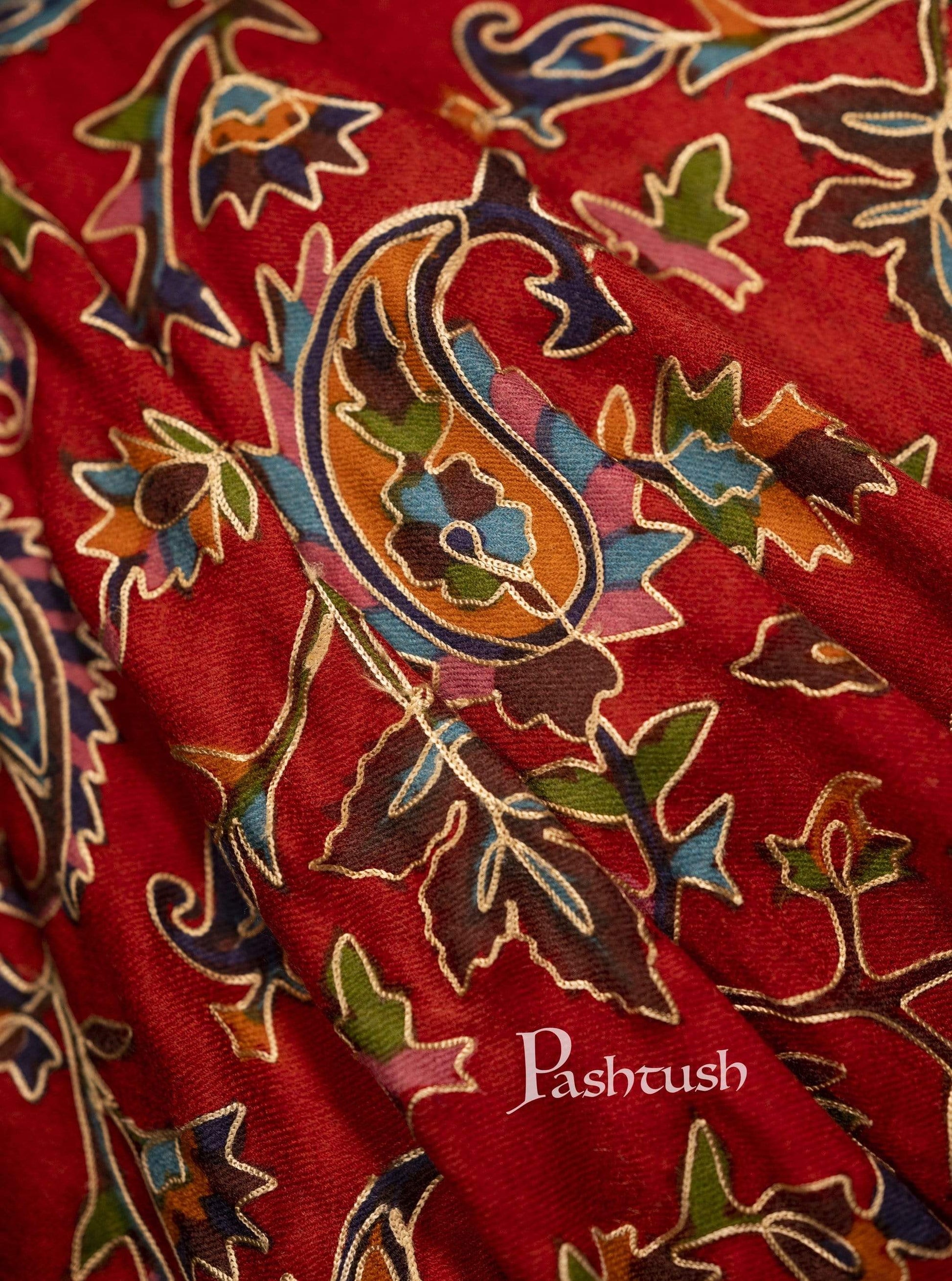 Pashtush India 114x228 Pashtush Mens Kalamkari Embroidery Shawl, Gents Pashmina Shawls, Medium