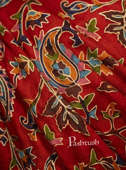 Pashtush India 114x228 Pashtush Mens Kalamkari Embroidery Shawl, Gents Pashmina Shawls, Medium