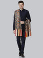 Pashtush India 114x228 Pashtush Mens Kalamkari Outline Embroidery Shawl, Kaani Painted Design, Fine Wool