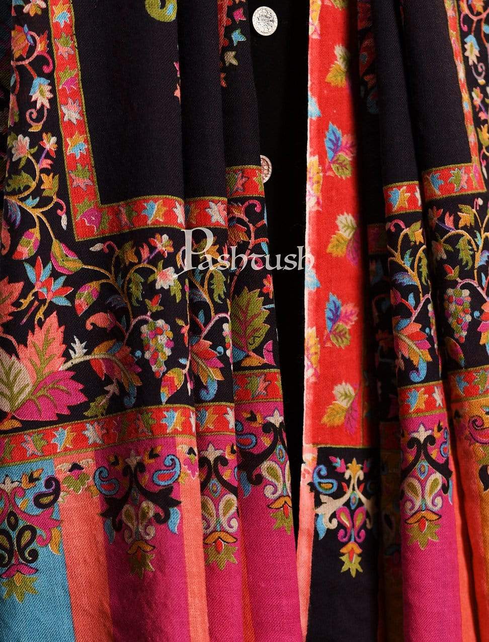 Pashtush India 114x228 Pashtush Mens Kalamkari Printed Shawl, Medium, Soft and Warm