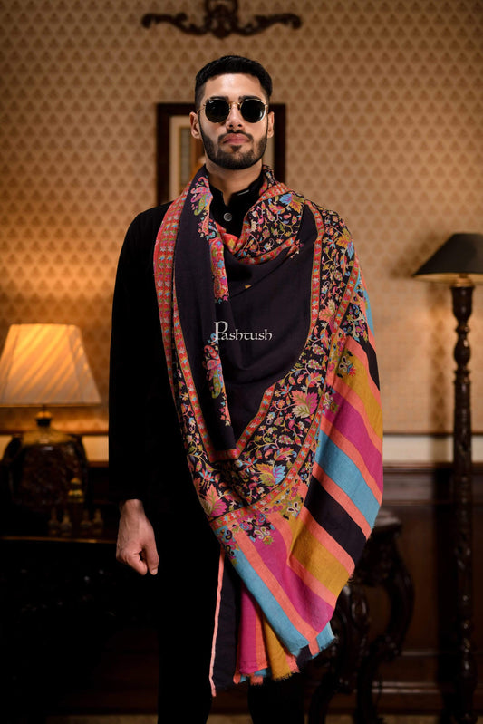 Pashtush India 114x228 Pashtush Mens Kalamkari Printed Shawl, Medium, Soft and Warm