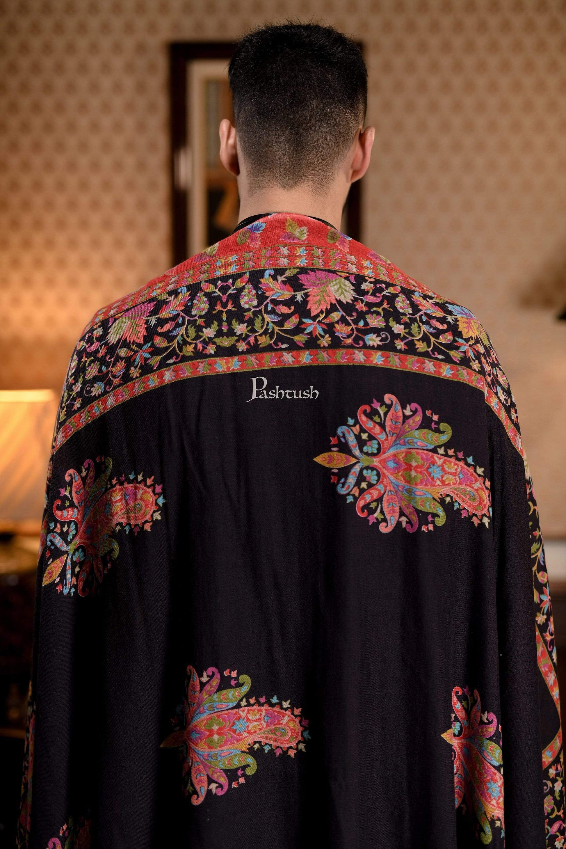 Pashtush India 114x228 Pashtush Mens Kalamkari Printed Shawl, Medium, Soft and Warm