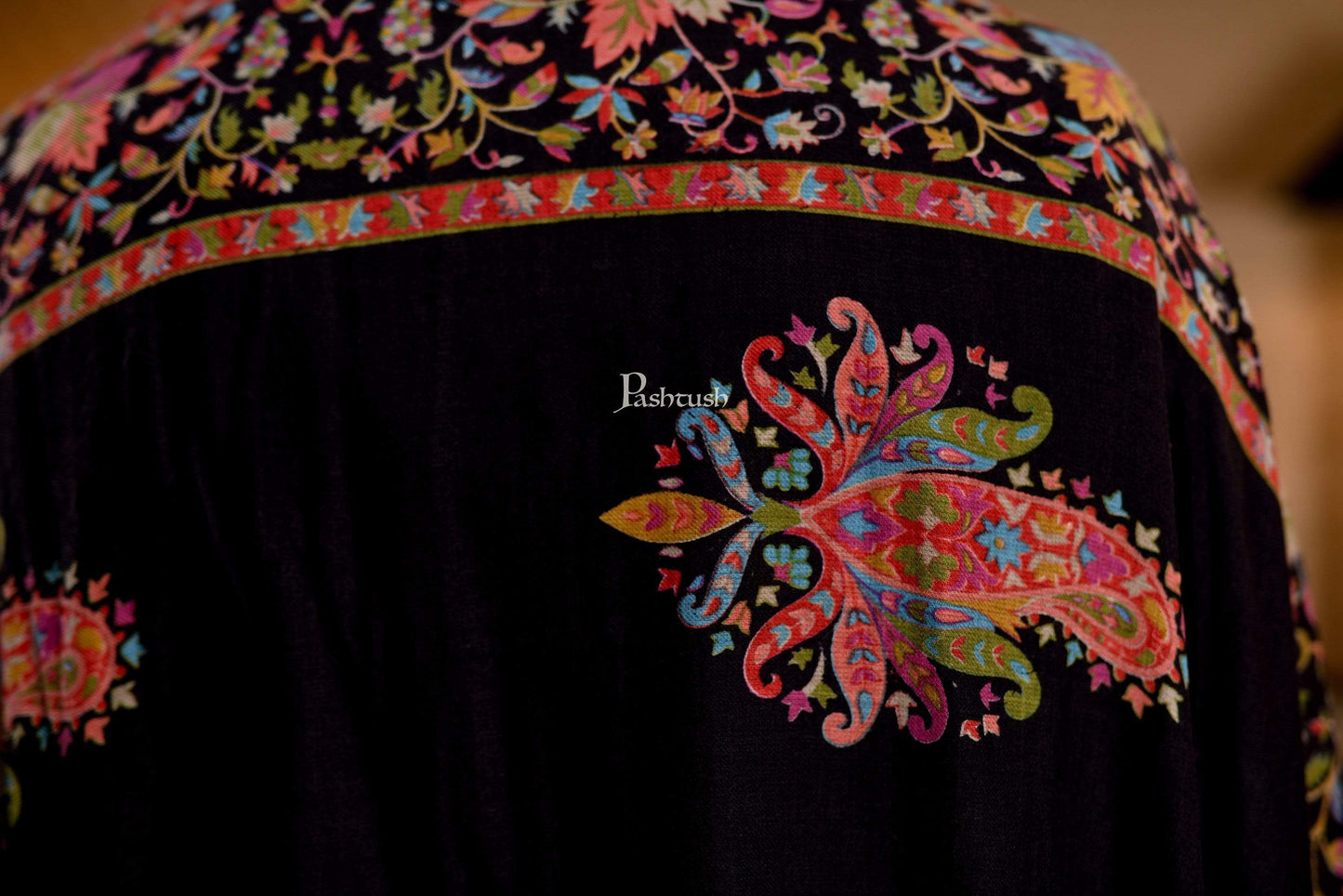 Pashtush India 114x228 Pashtush Mens Kalamkari Printed Shawl, Medium, Soft and Warm