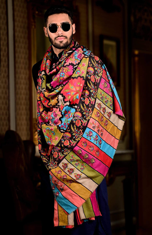 Pashtush India 114x228 Pashtush Mens Kalamkari Printed Shawl, Medium, thick and warm